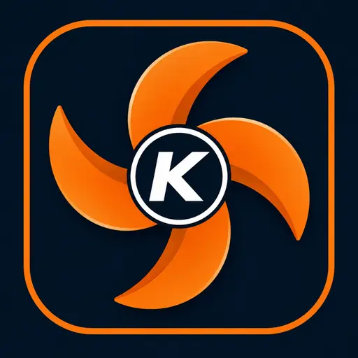 VentTools orange fan with a white K for Kirby